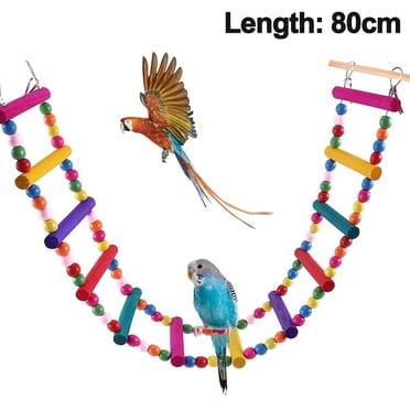 Bird Parrot Toys, Naturals Rope Colorful Step Ladder Swing Bridge for Pet Trainning Playing, Flexible Birds Cage Accessories Decoration for Cockatiel Conure Parakeet