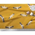 thumbnail image 2 of Soimoi Gold Poly Georgette Fabric Flying Stork Bird Print Fabric by Yard 52 Inch Wide, 2 of 5