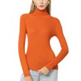 thumbnail image 1 of UKAP Ladies Tunic Blouse Long Sleeve Jumper Top Solid Color Knit Tops Slim Fit Work Sweater Light Rust M, 1 of 3