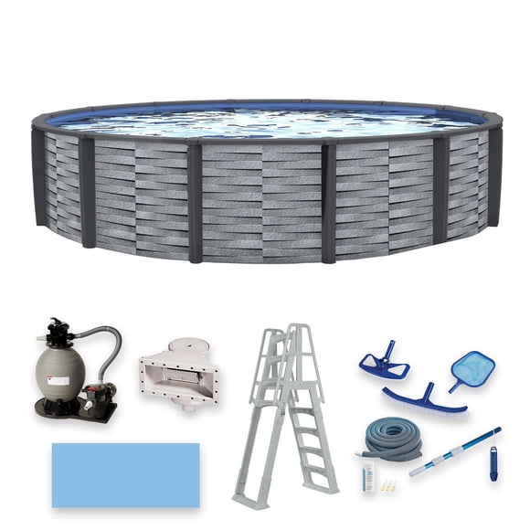 Affinity 18-ft Round 52-in Deep 7-in Top Rail Resin Swimming Pool Package