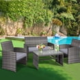 thumbnail image 1 of Costway 4 PCS Patio Rattan Furniture Set Conversation Glass Table Top Cushioned Sofa Grey, 1 of 10