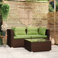 thumbnail image 1 of vidaXL 3 Piece Garden Lounge Set with Cushions Brown Poly Rattan, 1 of 4