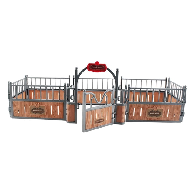 Milaget Horse Stable Model Playset Farm Animal Fence for DIY Scene Microlandscape Layout Brown