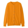 thumbnail image 4 of Baberdicy Haut en Tricot Uni pour Femme, Cardigan à Col Rond Ouvert à l'Avant, Cardigan Uni à Col Rond, Chandail en Tricot Décontracté, Haut de Tous les Jours Orange m, 4 of 5