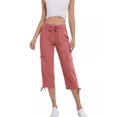 thumbnail image 4 of QATAINLAV Capris de Randonnée pour Femmes avec Poches Été Cargo Légers Pantalons Capri de Voyage Unis Décontractés Bas Resserré Pantalons de Survêtement Raccourcis Soldes pour Aujourd'hui sur Walmart Rouge Melon D\'eau TTG, 4 of 8