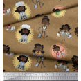thumbnail image 2 of Soimoi Brown Crepe Silk Fabric Circle,Cook & Working Girl Printed Craft Fabric by the Yard 42 Inch Wide, 2 of 3