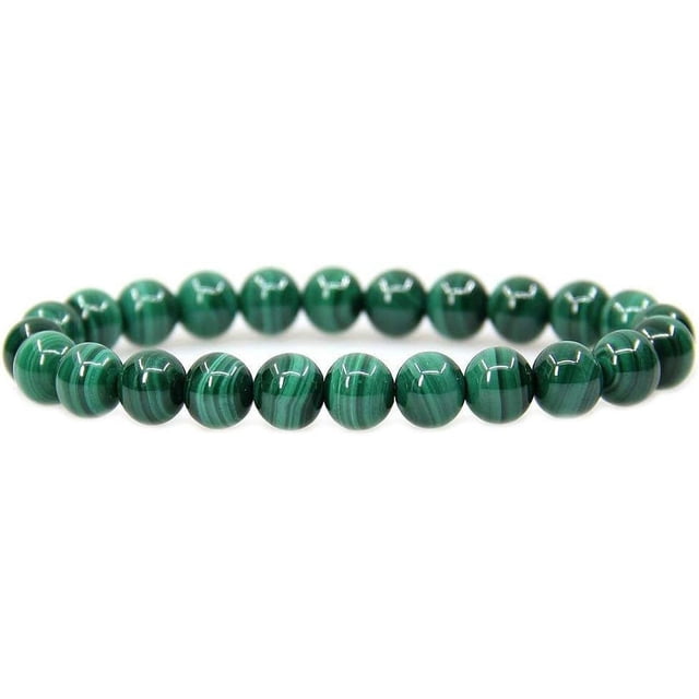 Bracelet Extensible en Perles Rondes de 8 mm en Pierre Précieuse Malachite Naturelle de Qualité AA 7 Pouces Unisexe