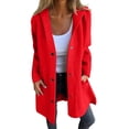 thumbnail image 2 of IMENGL Manteau trench long Décontracté à Capuche à Simple Boutonnage Automne Hiver, Rouge 4TG, Taille M-5TG, 2 of 7