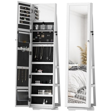 Cabinet de bijoux pivotant à 360 ° avec petit miroir intégré