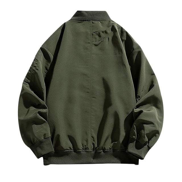 RXIRUCGD Manteau Mince pour Homme à Couleur Unie avec Fermeture Éclair et Poches, Vert Armée, Taille : TG