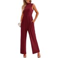 thumbnail image 1 of YTDSCS Womens Sleeveless Jumpsuits Summer One Piece Wide-Leg Pants Women's Solid Color Rompers with Pocket S-2XL, 1 of 7