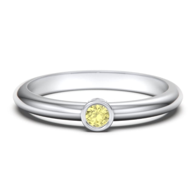 Bague Classique à Pierre de Naissance Sertie Clos - Citrine (Novembre)