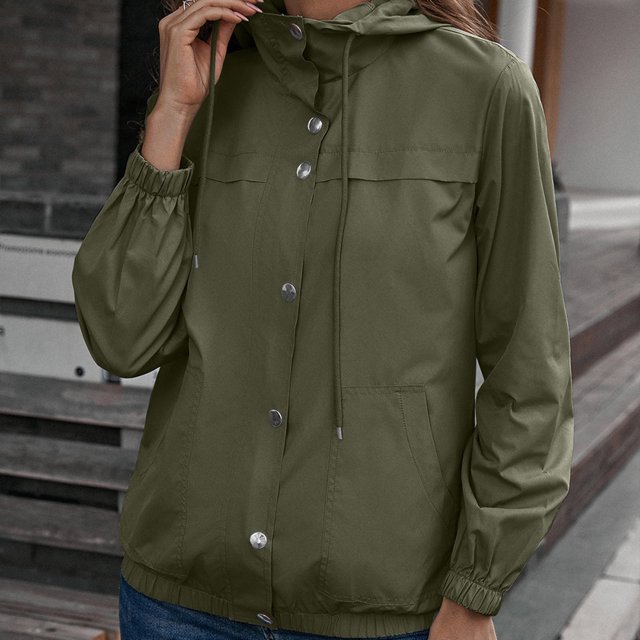 Dvkptbk Veste à Capuche pour Femmes Imperméable à Contraste de Couleurs Coupe-Vent en Solde