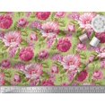 thumbnail image 2 of Soimoi Moss Georgette Fabric Leaves & Peony Floral Fabric Prints by Yard 42 Inch Wide, 2 of 5