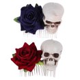 thumbnail image 1 of Shisuyan 2 Pcs Peignes à Cheveux Halloween Forme Squelette Rose Peignes à Épingle à Cheveux Couvre-Chef de Fête, 1 of 8