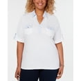 thumbnail image 1 of Karen Scott Haut à Col en Coton Grande Taille Blanc Éclatant 0X, 1 of 1