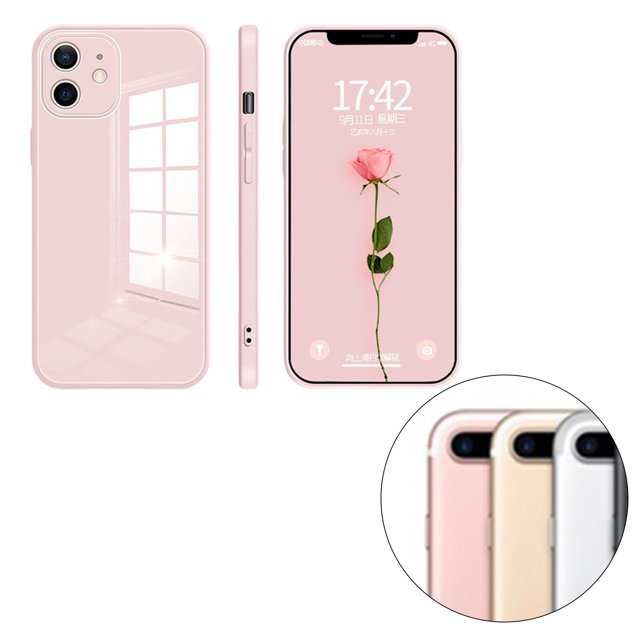 ziyahi Glass Back Phone Covers with Solid Color Full Rugged Bumper Anti-Slip Design for Iphone 7P/8P/7/8/XS Max/XR/X/XS