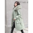 thumbnail image 4 of Ladies long down cotton winter warm jacket coat with detachable plush lining, 4 of 5
