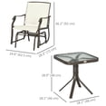thumbnail image 3 of Outsunny Ensemble de 3 Pcs pour Patio avec Fauteuils Berçants, Ensemble de Balancelles d'Extérieur avec Table en Verre, 3 of 10