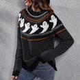 thumbnail image 4 of IROINID Pull à Col Rond pour Femme Imprimé Confortable Mi-Longue Manches Longues Halloween Loisirs Pull à Tricoter Tops, 4 of 5