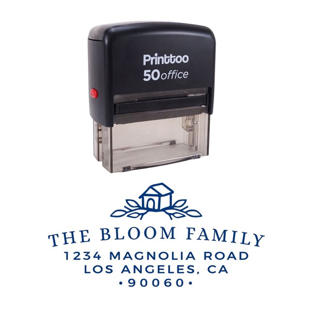 Printtoo Self Inking Custom Text Personalized Address With House Design Envelope Rubber Stamp-Blue