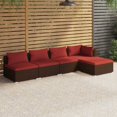 thumbnail image 1 of vidaXL 5 Piece Garden Lounge Set with Cushions Poly Rattan Brown, 1 of 5