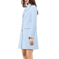 thumbnail image 4 of INSPIRE CHIC Women's Coat Solid Color Notched Lapel Single Breasted Winter Peacoat Blue M, 4 of 7