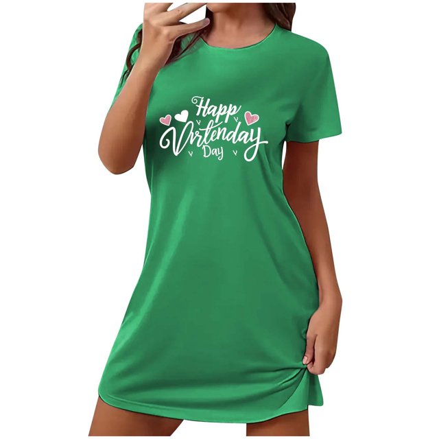 Amzcrzy Pyjamas pour Femmes Mode Imprimé Cœur Valentines Day Robe Décontractée Confortable à Manches Courtes Chemises de Nuit pour Femmes Valentines Day Cadeaux