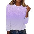 thumbnail image 1 of Womens Regular Casual Printed Pullover Round Neck Long Sleeved Blouses Top, 1 of 4