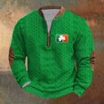 thumbnail image 4 of Penkiiy Mens St. Patrick's Day Irish Print 1/4 Zipper Collar Sweatshirt 4XL Multicolor, 4 of 5