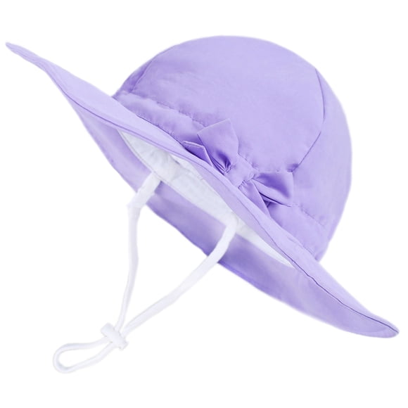 GDREDA Chapeau et Gants Chapeau de Soleil pour Tout-Petit Fille avec UPF 50+ Extérieur Chapeau de Plage Ajustable pour Tout-Petit à Grand Bord Chapeaux Seau pour Enfants Violet, 6-12 Mois