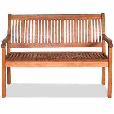 Costway 50'' Two Person Outdoor Garden Bench Loveseat Porch Chair Solid Wood W/Armrest