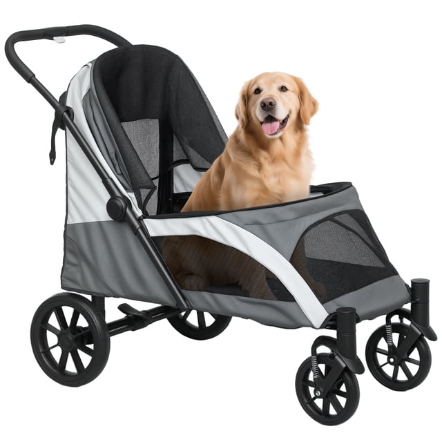 PawHut Pet Stroller Dog Stroller for Small to Large Cats, Dark Grey