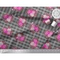 thumbnail image 2 of Soimoi Toile Imprimée en Coton à Carreaux, Feuilles et Fleurs Roses 1 Yard 56 Inch Wide, 2 of 3