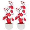thumbnail image 1 of Grands Arbres Artificiels en Forme de Fleur de Prunier Rose 2 Pcs 11.8X3.3X3.3In, 1 of 6