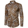 thumbnail image 1 of TIMIFIS Men's Dress Shirts Long Sleeve Leopard Button Up Shirts Party Prom Wedding Shirt-KhakiFall, 1 of 7