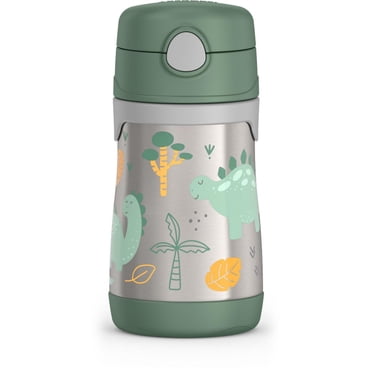 Bouteille de paille en acier inoxydable isolée sous vide Thermos Baby de 10 oz, Dinosaure
