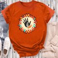 thumbnail image 4 of Dadaria T-Shirt pour Femmes T-Shirt Orange Hauts T-Shirt à Manches Courtes Col Ras du Cou Tee d'Été Empreintes de Mains Chandail Blouses TG, 4 of 5
