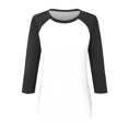 thumbnail image 4 of TSADFHJI Hauts de Sortie pour Femmes Grande Taille Haut à Manches 3/4 d'Été Décontracté Polyvalent Raglan Col Rond Chemise Décontractée L Noir, 4 of 5
