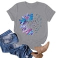 thumbnail image 2 of WEIYLL T-Shirt pour Femmes Imprimé Lettre Manches Courtes Col Rond Blouse Grise Tailles m, 2 of 4