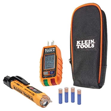Klein Tools RT250KIT Testeur de Tension Sans Contact et Testeur de Prise GFCI avec LCD et Lampe de Poche, Kit de Test Électrique de Tension