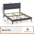 thumbnail image 3 of Costway Queen Size Bed Frame with Height Adjustable Vertical Channel Headboard, Noise Free Gray, 3 of 10
