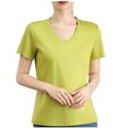 thumbnail image 1 of Timegard Womens Tops V Neck Short Sleeve Comfy Solid Color Basic Tee Casual Loose Workout Top Summer, 1 of 4