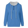 thumbnail image 4 of Yuyuzo Womens Hoodies Drawstring Button Collar Pullover Tops Casual Long Sleeve Fall Sweatshirts, 4 of 5