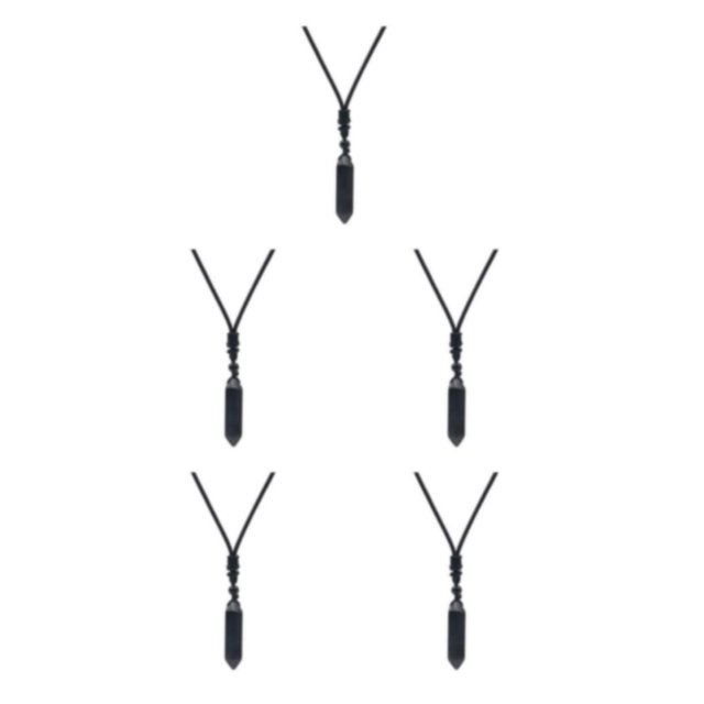 Transemion Fait Main Cristal de Quartz Clair Collier Énergie et Élégance Maître Pierreobsidienne Réglable 5Set
