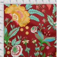 thumbnail image 4 of oneOone Tissu Flex Coton Rouge Botanique Floral Matériel de Couture Imprimé Tissu au Mètre 40 Pouces de Large, 4 of 4