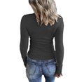 thumbnail image 2 of Gupgi Women Henley T-Shirts Long Sleeve Scoop Neck Button Down Solid Color Slim Fit Tops, 2 of 4