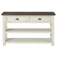 thumbnail image 1 of Martin Svensson Home Solid Wood Sofa Console Table, Cream White with Brown Top, 1 of 2