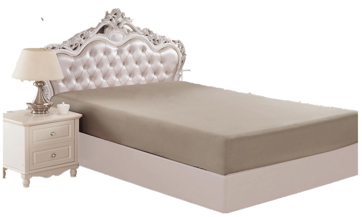 Drap-housse en bambou massif, ultra doux et soyeux, couleur taupe