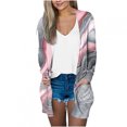 thumbnail image 1 of Penkiiy Cardigan Léger pour Femmes, Manches Longues, Décontracté, Doux, Automne, avec Poche, Rose pour L, 1 of 5